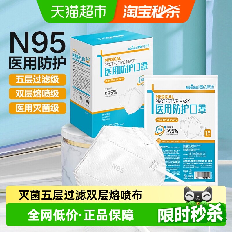 海氏海诺N95口罩久戴不勒耳20只图片
