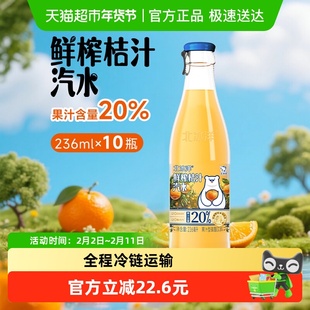北冰洋玻璃瓶桔汁国货汽水鲜榨桔汁汽水果汁饮品饮料236ml*10瓶