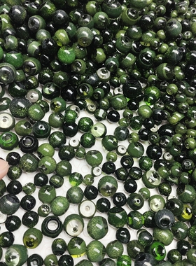 9093卡6-12绿色系闪闪不掉色玻璃珠半斤