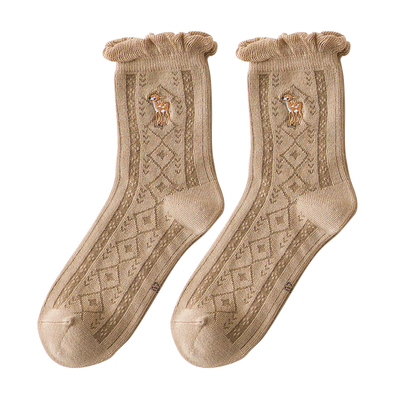 caramella女士复古礼盒中筒袜