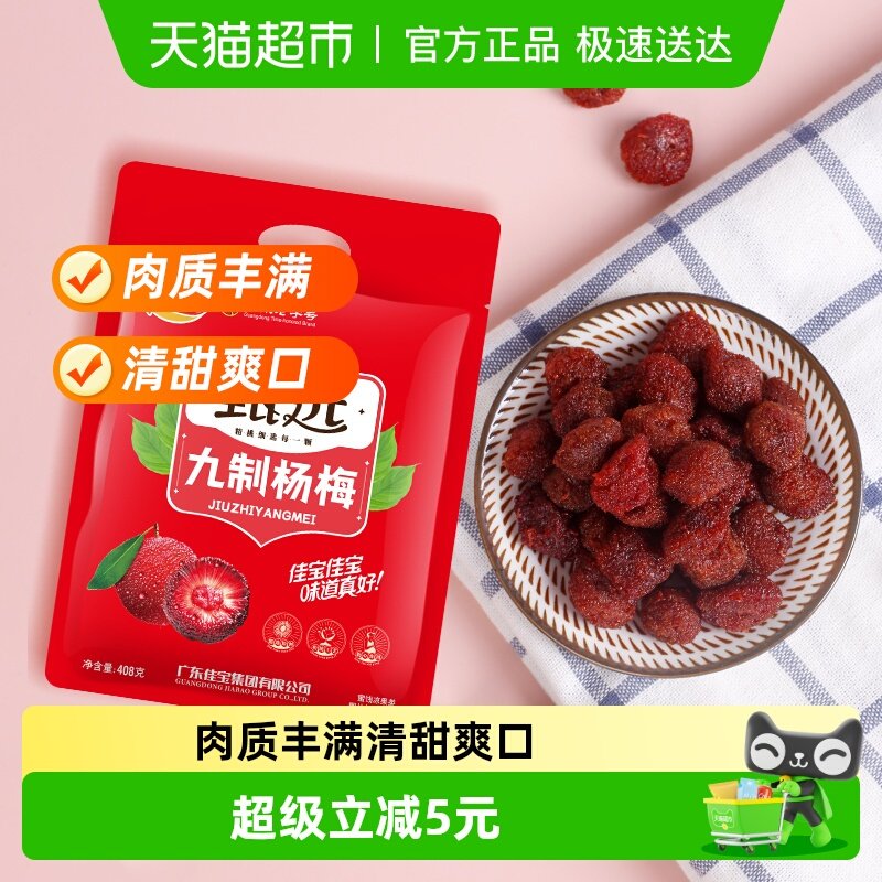 佳宝甄选九制杨梅酸甜蜜饯果脯408g话梅子儿童零食水果干推荐