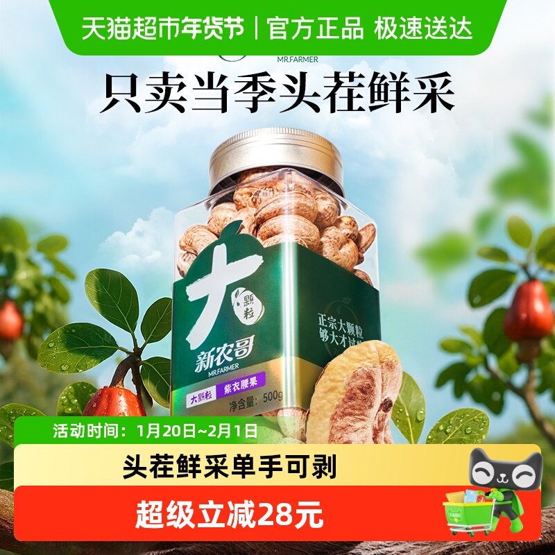 新农哥A160大颗粒紫衣腰果500g紫皮盐焗干果休闲零食2025年新货,零食/坚果/特产,腰果,淘宝优惠券,粉丝福利购,淘宝优惠卷