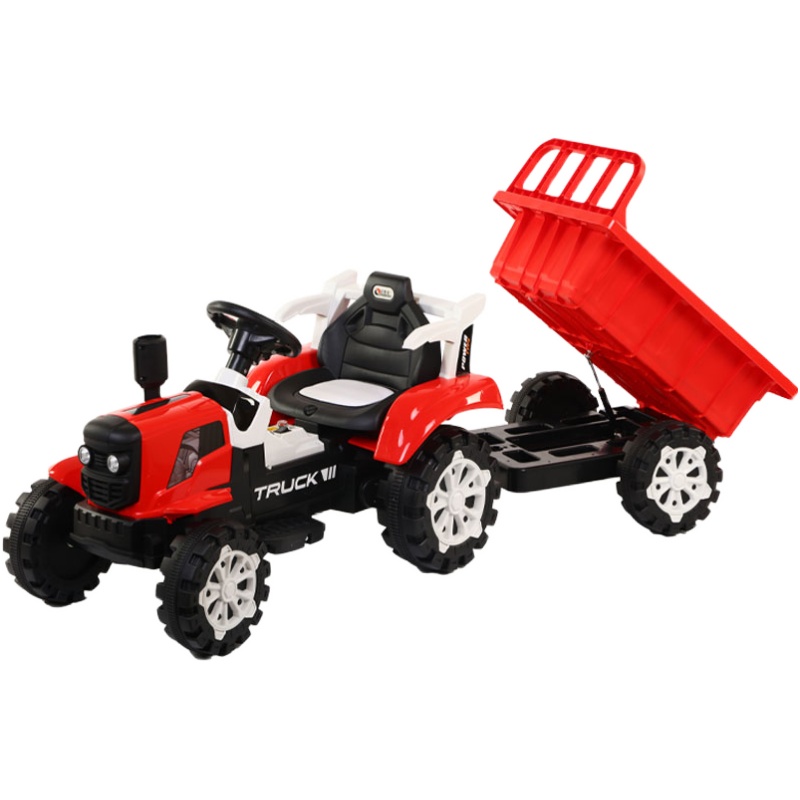儿童手扶拖拉机电动玩具车可坐人带斗双驱小孩宝宝遥控汽车农用车