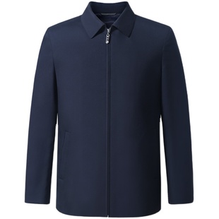 爱缪斯高端桑蚕丝羊毛羊绒混纺夹克秋季行政商务领导翻领男外套