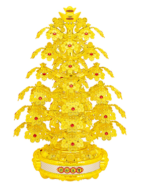 旋转发光摇钱树风水乔迁桌面装饰