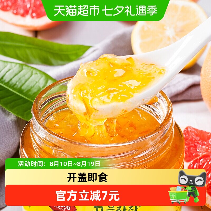 包邮福事多蜂蜜柚子茶40%沥干物500g泡水喝冲泡饮品水果花茶果酱