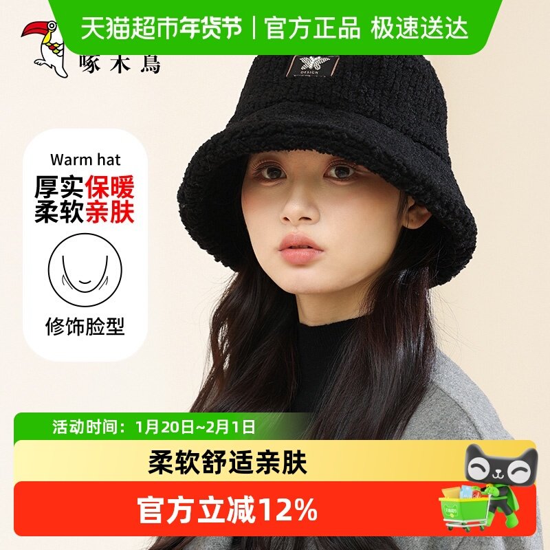 啄木鸟帽子女秋冬季防寒保暖渔夫帽女士加绒加厚毛线帽盆帽水桶帽,服饰配件/皮带/帽子/围巾,帽子,淘宝优惠券,粉丝福利购,淘宝优惠卷