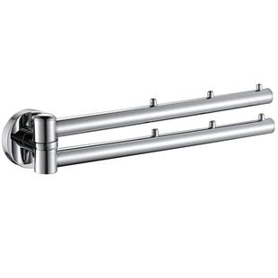 卫生间活动毛巾杆全铜双杆洗手间凉毛巾带挂钩浴室挂件毛巾架旋转