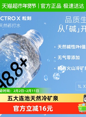 ELECTROX粒刻天然苏打水无糖无气 pH8.8碱性冷矿泉1L*9瓶整箱装