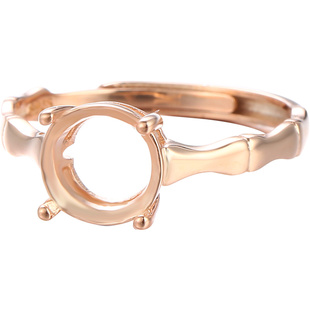 925纯银男女戒指空托竹节简约diy戒托空托蜜蜡翡翠绿松戒托3-10mm