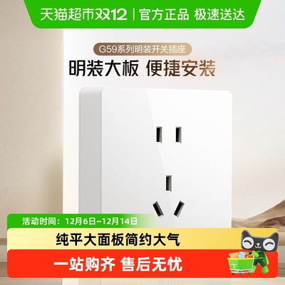 公牛10A/16A白色明装插座