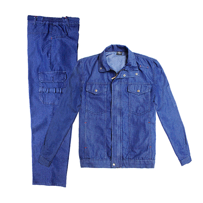 夏季牛仔工作服套装男立领电焊工