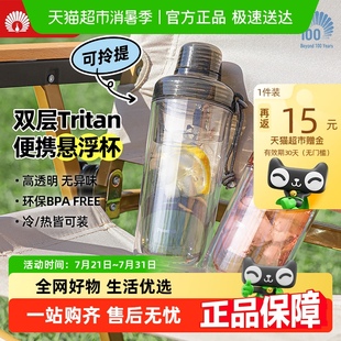 日本孔雀peacock泡茶杯子tritan双层塑料杯水杯男女便携随行果茶