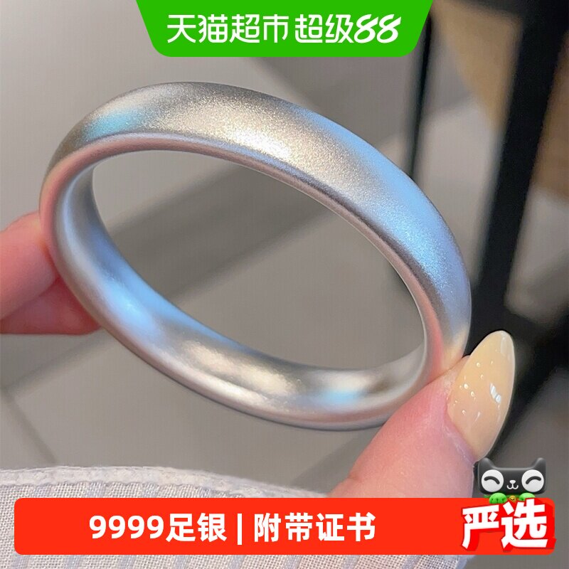 银意坊足银9999古法银镯礼盒装图片