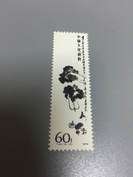 T44齐白石16-15大白菜 筋票 原胶全品 邮票 集邮 收藏