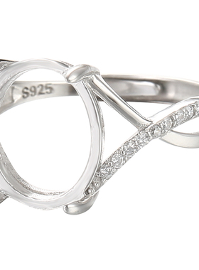 玫瑰金镶嵌蜜蜡琥珀纯银戒指托