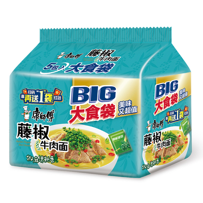 康师傅大食袋藤椒牛肉面好吃的宿舍夜宵速食泡方便面