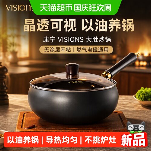 VISIONS大肚炒锅无涂层带盖