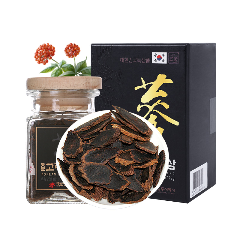 不老健高丽参片韩国红参片正品中药材正宗人参切片礼盒黑参片75g