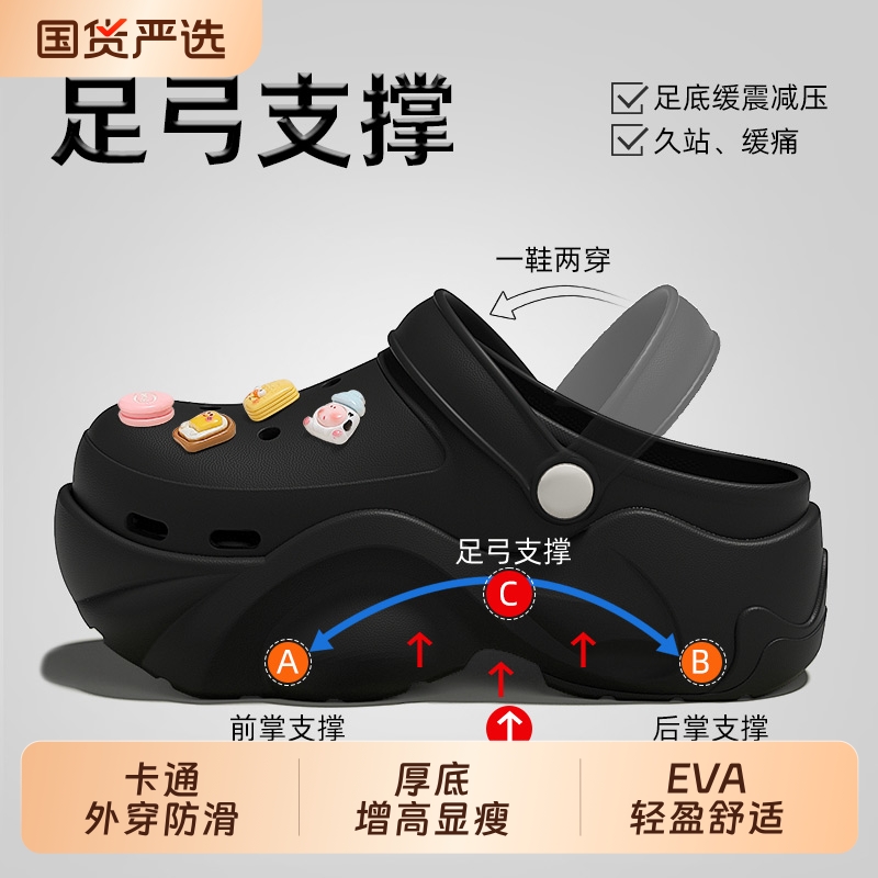 洞洞鞋女款夏季2025新款eva防滑防臭足弓支撑厚底外穿沙滩凉拖