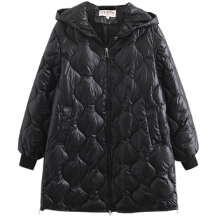 冬季棉服女胖妹妹大码200斤时尚羽绒棉外套中长款宽松a字连帽棉衣