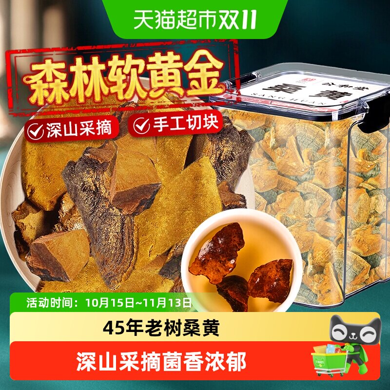 桑黄特选正宗中草药材级西藏野外生45年搭长白山灵芝片打粉泡水喝