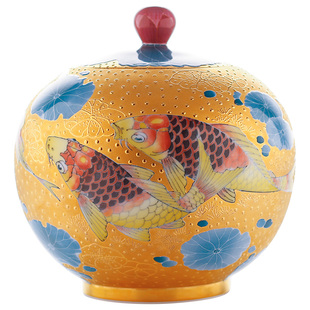 云火窑肖建辉真金陶瓷茶叶罐密封罐茶饼收纳普洱班章熟茶礼品茶具