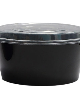 1250ml美式圆形一次性打包盒餐盒带盖黑色凸盖外卖便当快餐饭盒