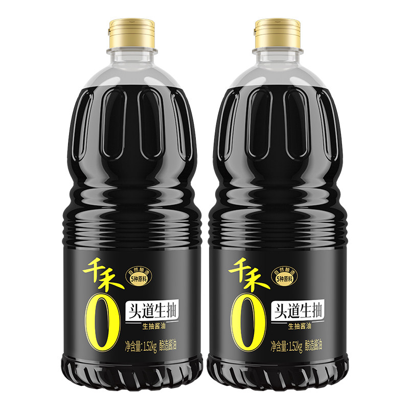 千禾头道生抽1.52kg&times;2瓶配料简单酿造酱油凉拌调味家用烹饪