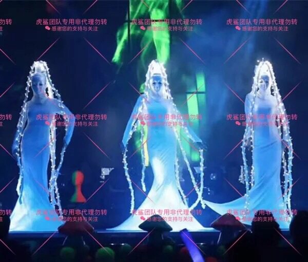 TS虎鲨夜店酒吧歌手DJ舞蹈GOGO性感修身显身材白色LED发光演出服