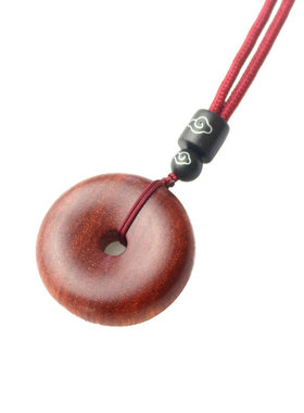 小叶紫檀香木挂坠毛衣链平安扣