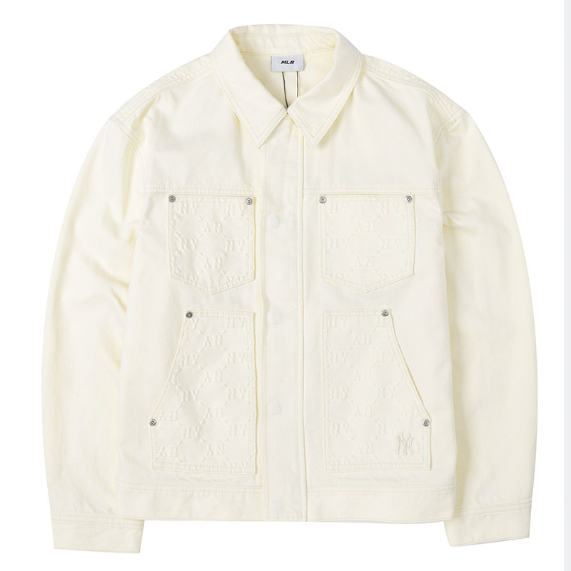 【自营】MLB美职棒情侣牛仔外套男女NY复古老花休闲夹克3ADKM0551