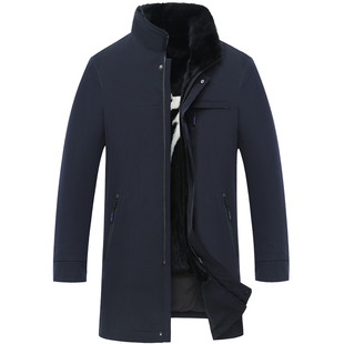 水貂皮草男立领整貂脱卸派克服中长款修身中年真皮皮衣黑貂尼克服