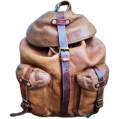 rrl二代经典牛皮休闲电脑背包