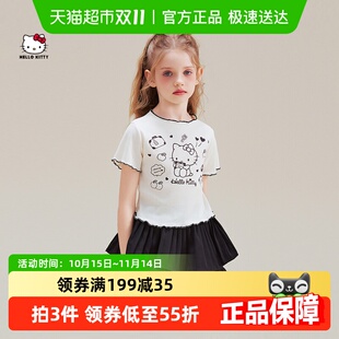 薄款 夏季 儿童上衣宝宝小女孩大童 t恤2025新款 HelloKitty女童短袖