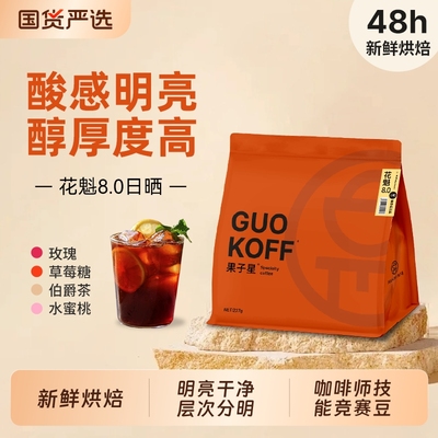 果子星 埃塞俄比亚日晒花魁咖啡豆浅中烘焙单品手冲可磨粉227g