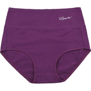 浪莎女士内裤女纯棉秋冬薄款透气妈妈内裤女式性感收腹大码短裤