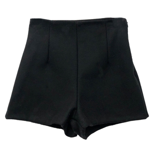 毛呢短裤女秋冬外穿三分弹力高腰打底裤黑色紧身百搭呢子包臀靴裤