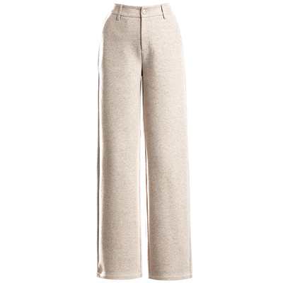 人字纹羊毛秋冬加厚高腰宽松长裤