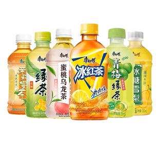康師傅茶飲料冰紅茶330ml冰糖青檸茉莉清蜜柚子果汁茶青梅綠茶