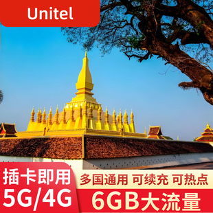 老挝电话卡5G流量上网卡万象旅游手机SIM卡5/6/7/8/9/10天