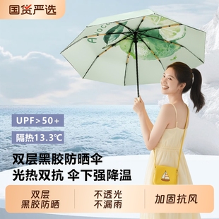 自动雨伞双层遮阳伞晴雨两用女防晒防紫外线太阳伞小黑伞超强手动