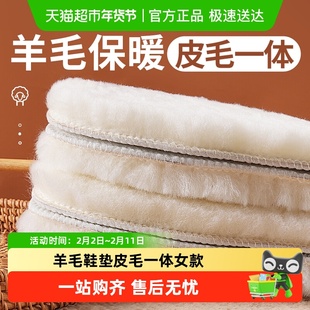 羊毛鞋垫皮毛一体女新款冬季保暖加绒加厚棉鞋垫男款毛绒雪地靴