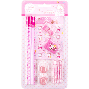 正品Hello Kitty儿童文具组合 小学生学习用品铅笔橡皮本子套装