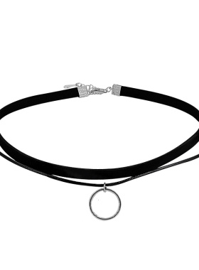 黑色CHOKER小众纯银网红颈带项链