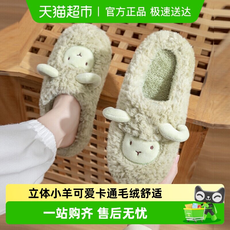 利达妮可爱棉拖鞋女款秋冬2026新款室内家居情侣加绒保暖毛拖鞋男