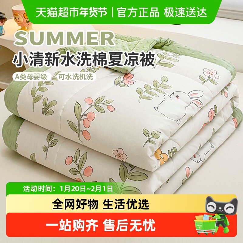 A类水洗棉双层纱空调被夏季冰凉豆豆被夏天薄被可机洗单双人夏被,床上用品,化纤被,淘宝优惠券,粉丝福利购,淘宝优惠卷