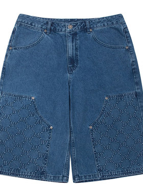 【自营】MLB牛仔短裤男裤新款运动裤宽松休闲裤五分裤3LDPM0253