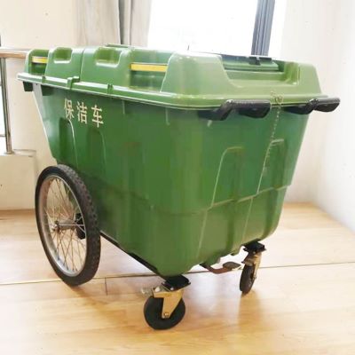 厂手推垃圾车400L环卫保洁垃圾箱大号户外塑料垃圾桶带盖带轮清库