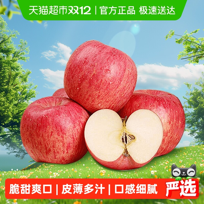 陕西洛川苹果新鲜红富士水果酸甜可口脆甜多汁生鲜富士苹果 - 封面